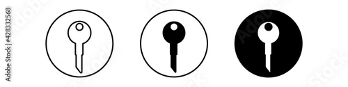Vector Key Icon Set in curcle,on white background