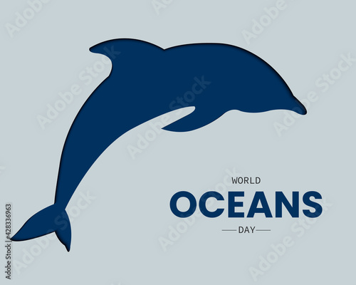 World Oceans Day With Dolphin Paper