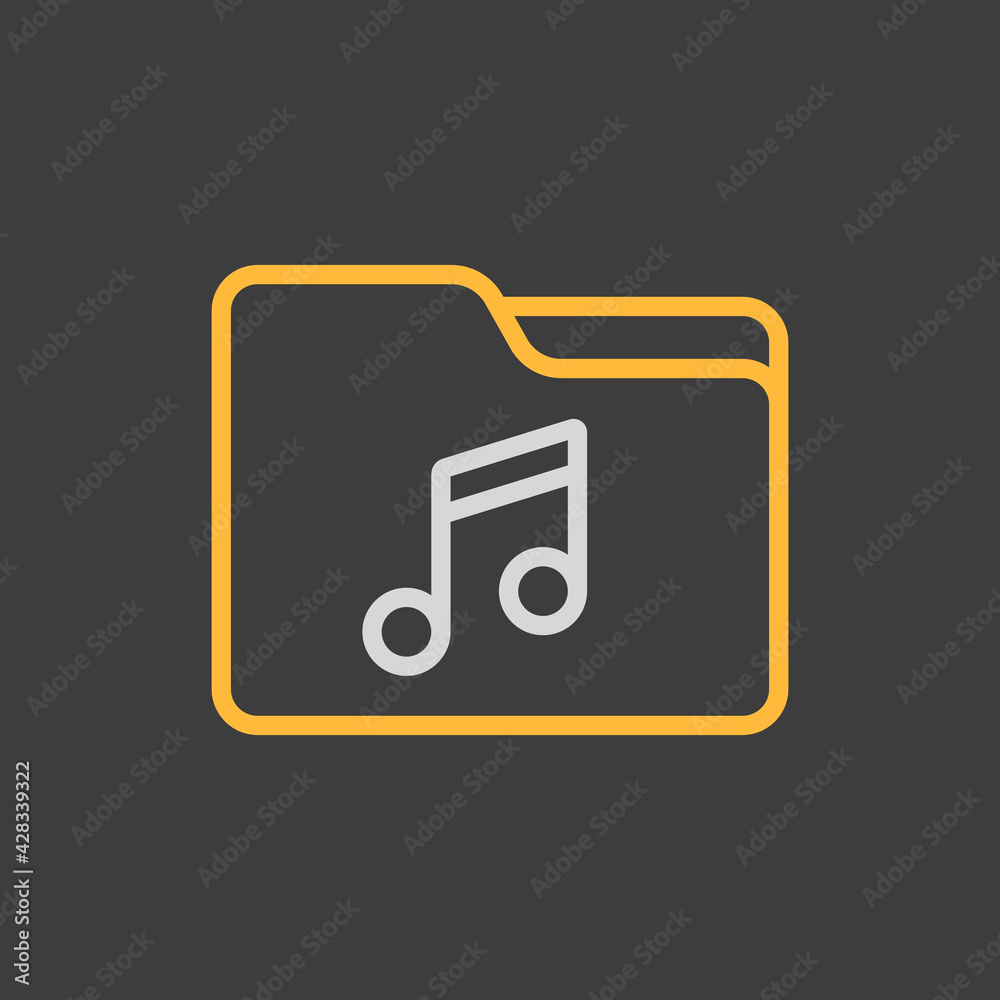 File folder with music note icon dark background File folder with music note icon dark background