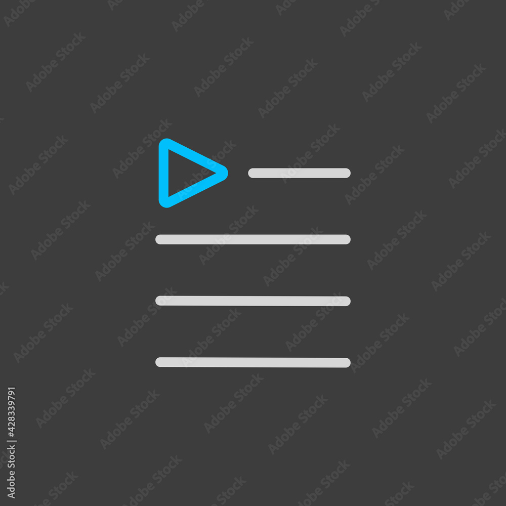 Music playlist vector flat icon on dark background Music playlist vector flat icon on dark background