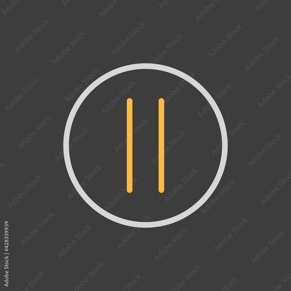 Pause button vector flat icon on dark background Pause button vector flat icon on dark background