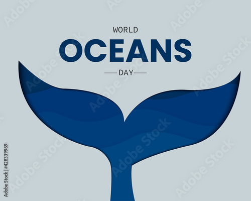 World Oceans Day With Whale Tail Paper