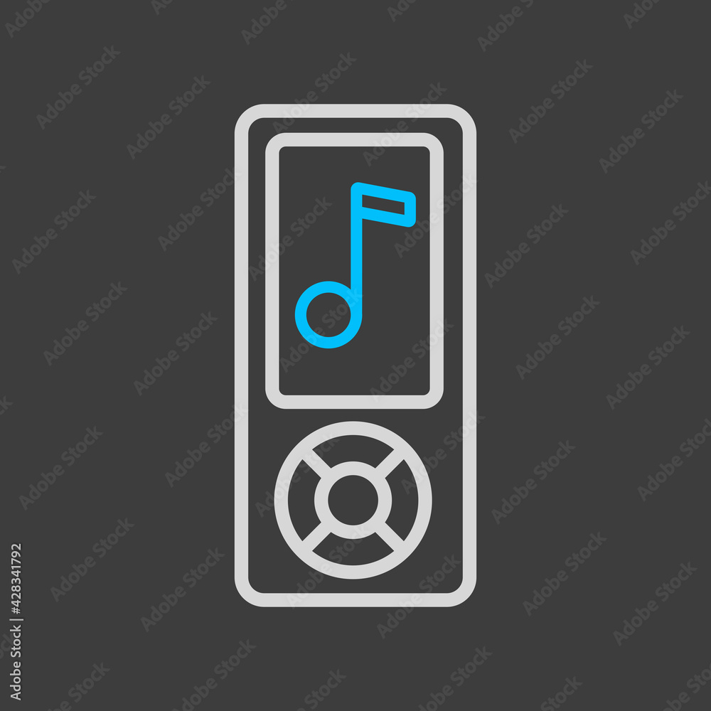Mp3 player vector flat icon on dark background Mp3 player vector flat icon on dark background