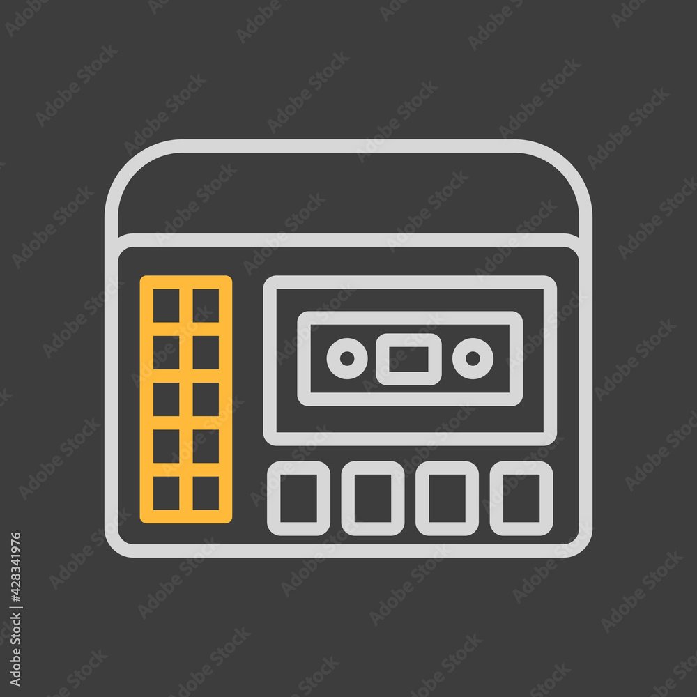 Retro cassette recorder player icon dark background Retro cassette recorder player icon dark background