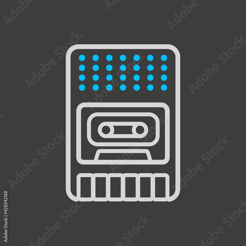 Vintage audio tape recorder icon dark background