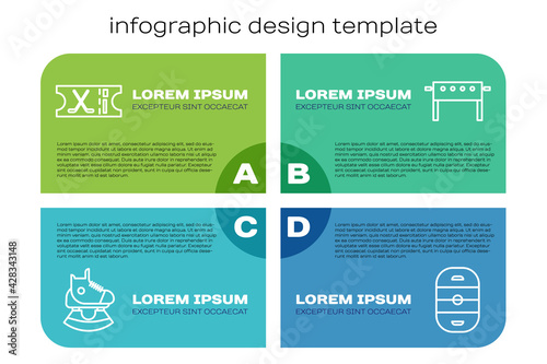 Set line Skates, Hockey sports ticket, Ice hockey rink and Hockey table. Business infographic template. Vector