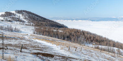 Winding road on the coast of Lake Baikal