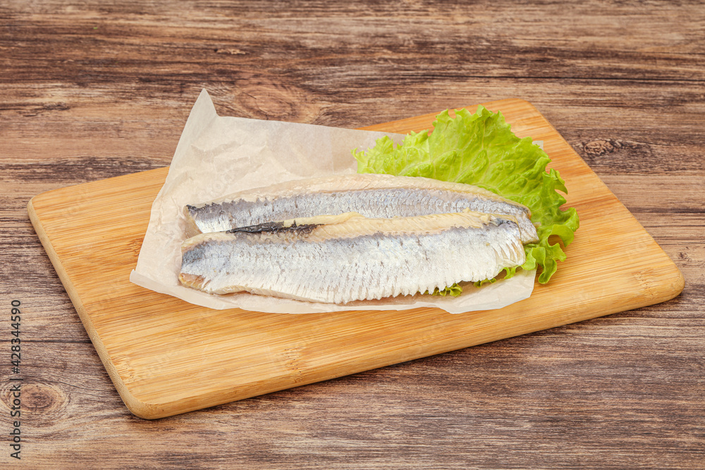 Herring fillet with salad leaves Herring fillet with salad leaves