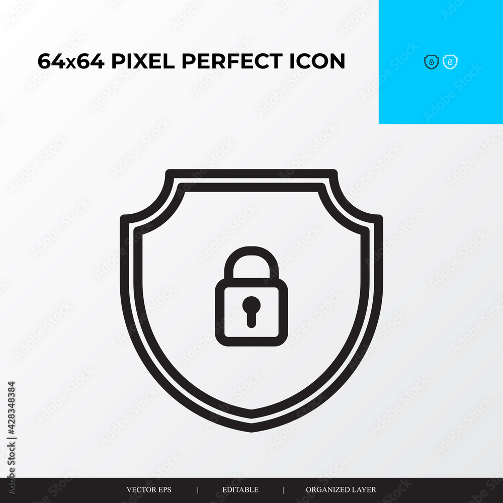 security shield and padlock icon pixel perfect. security shield and padlock icon pixel perfect.