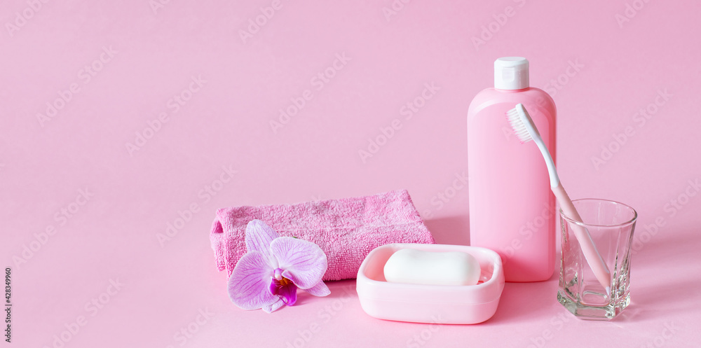 hygiene products in pink 