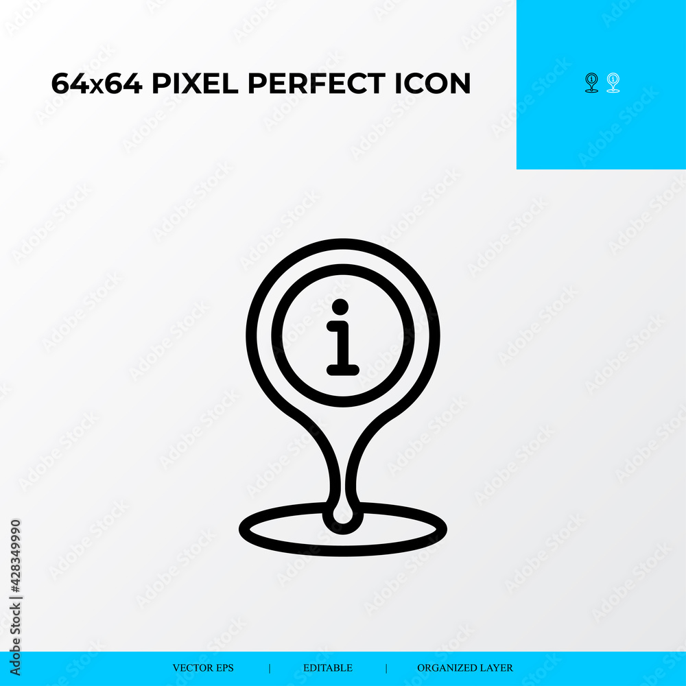 Information service and info center vector line icon style. Information center location. 64x64 Pixel perfect Information service and info center vector line icon style. Information center location. 64x64 Pixel perfect