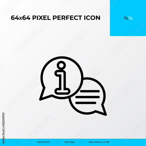 Information service and info center vector line icon style. 64x64 Pixel perfect