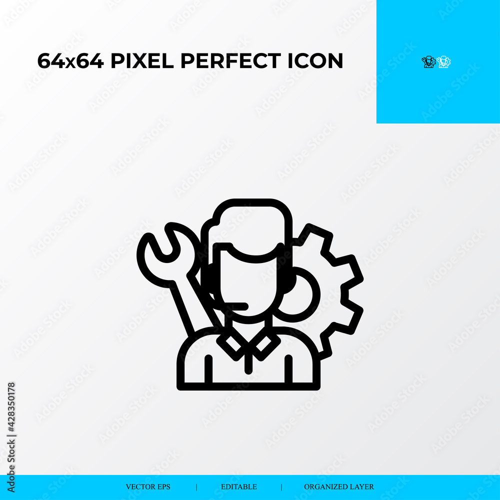 Help and Support vector line icon style. Technical support Service 64x64 Pixel perfect icon. Help and Support vector line icon style. Technical support Service 64x64 Pixel perfect icon.