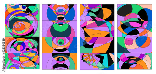 Vector colorful abstract fluid and geometric psychedelic background
