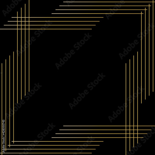 Geometric of stripe pattern. Design futuristic lines gold on black background. Design print for illustration, texture, textile, wallpaper, background. Set 2