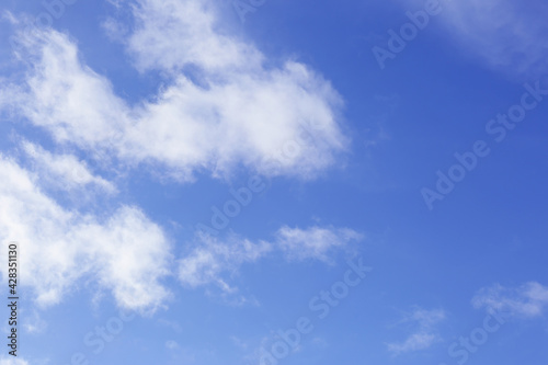 Beautiful blue sky with white clouds outdoors