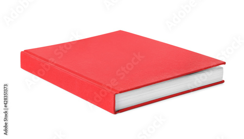 Book with red cover on white background