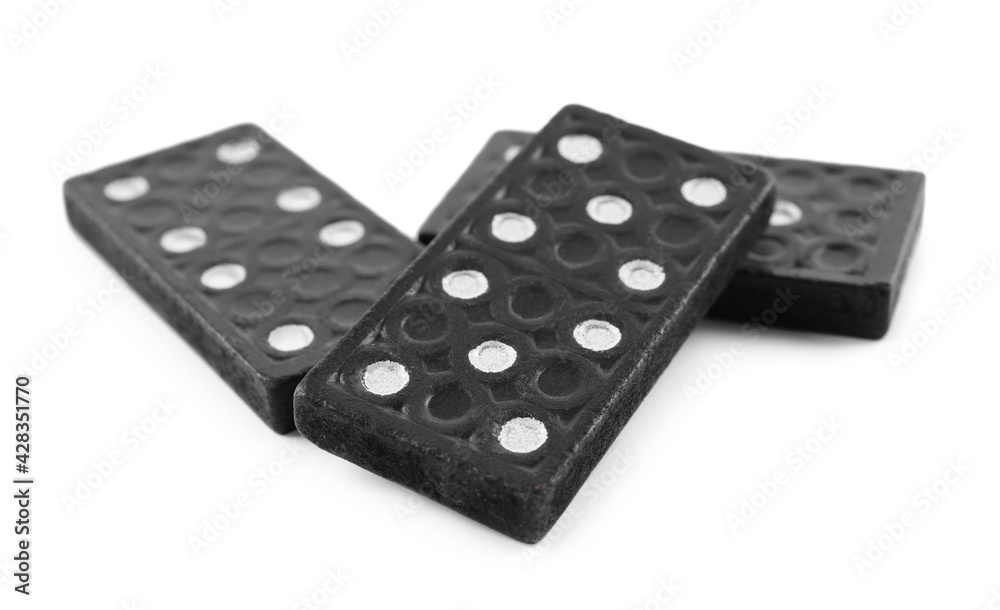 Classic black domino tiles on white background Classic black domino tiles on white background