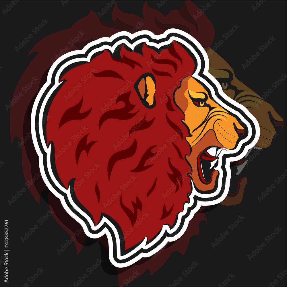 Obraz premium Mascot Wild Roaring Lion Head