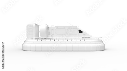 3D rendering of a hovercraft vehicle isolated on white background