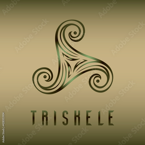 pagan celtic symbol triskele on blur background