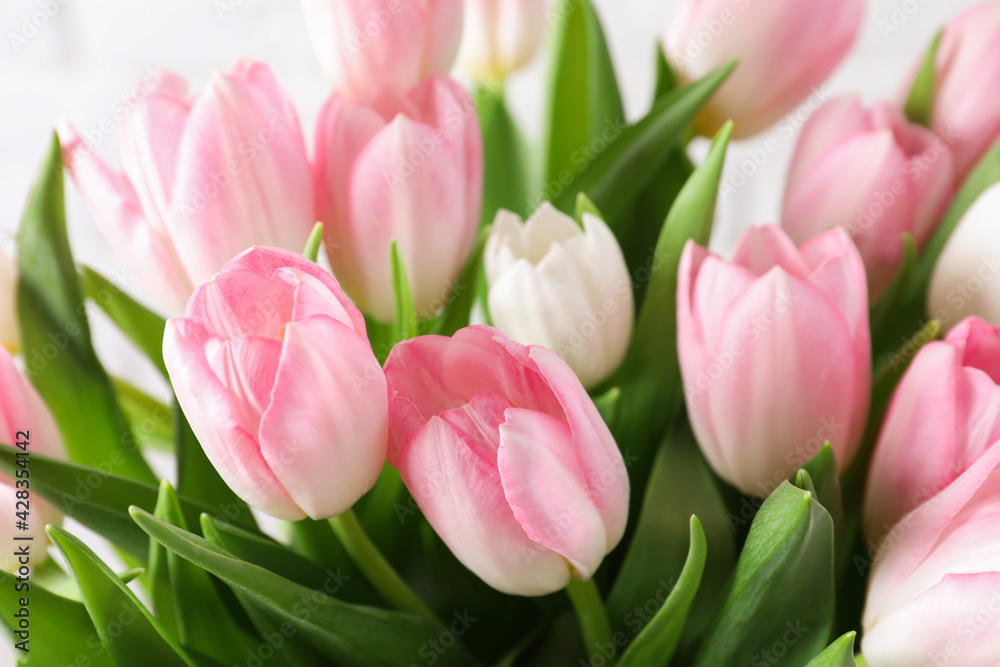Big bouquet of beautiful tulips, closeup view Big bouquet of beautiful tulips, closeup view
