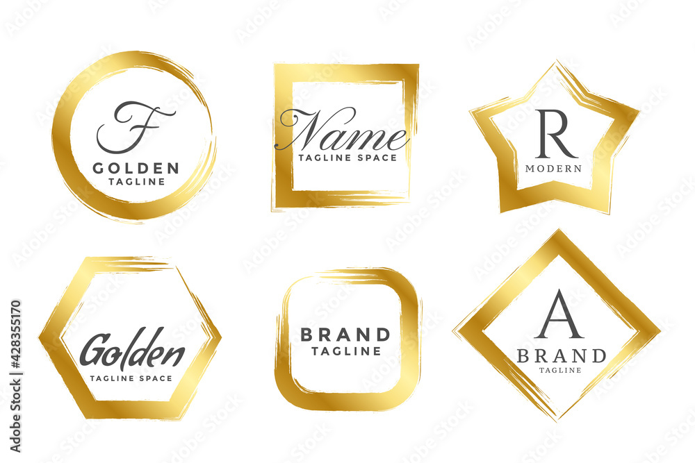 abstract golden frame logos or monograms set abstract golden frame logos or monograms set