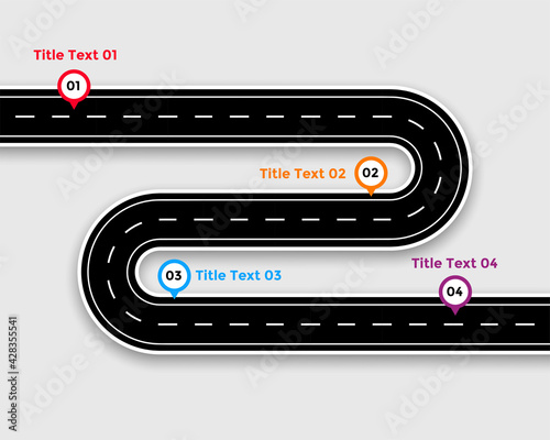 pathway infographic template with winding road