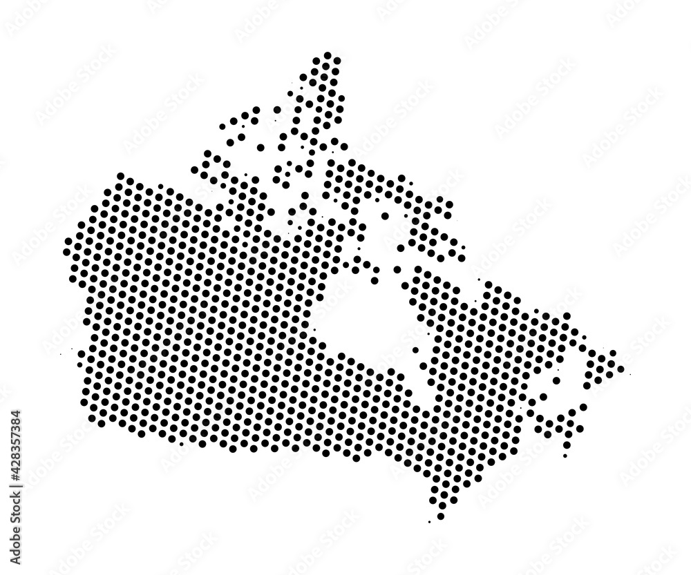 Abstract map of Canada dots planet, lines, global world map halftone ...