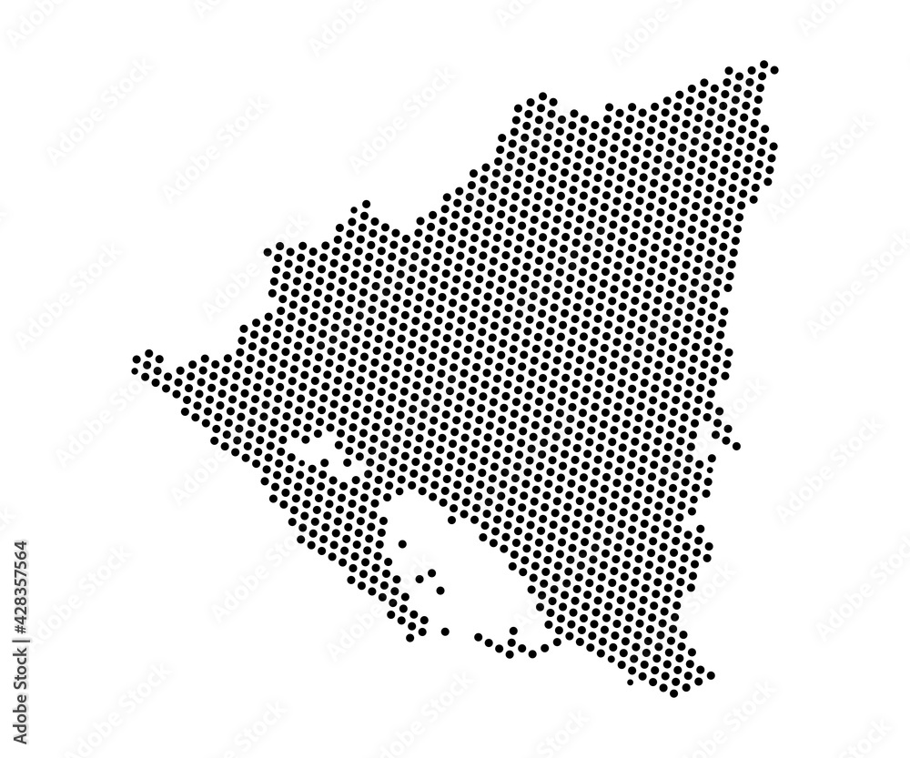 Abstract map of Nicaragua dots planet, lines, global world map halftone concept. Vector illustration eps 10.