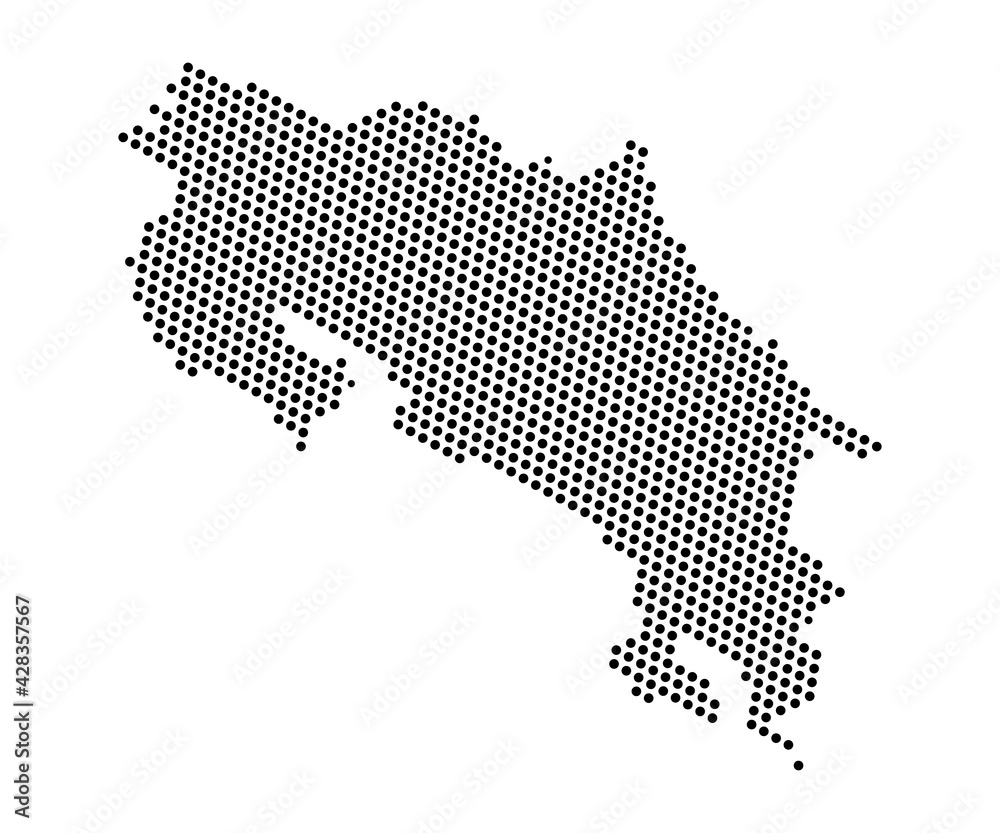 Abstract map of Costa Rica dots planet, lines, global world map halftone concept. Vector illustration eps 10.