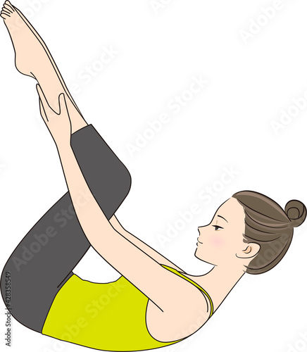 Pilates, pose illustration, Rolling like a ball