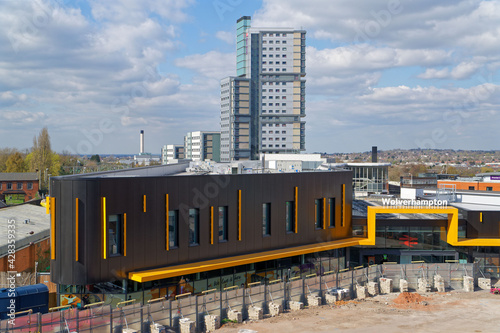 Wolverhampton Train Station in West Midlands. Shot from above. April 15, UK 2021 photo