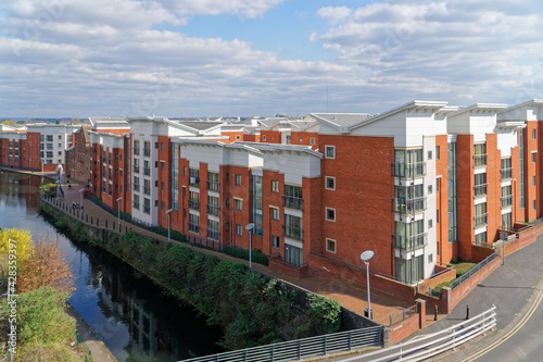 The estate on Horseley Fields, situated along canal in Wolverhampton. April 15, UK 2021 photo