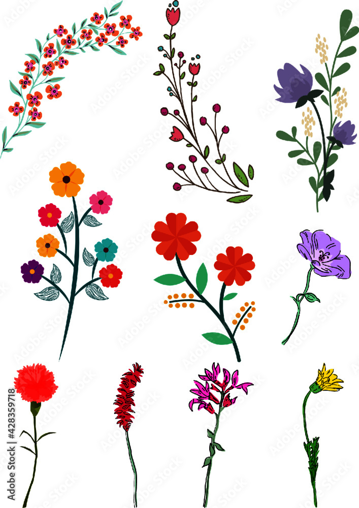 set of flowers set of flowers