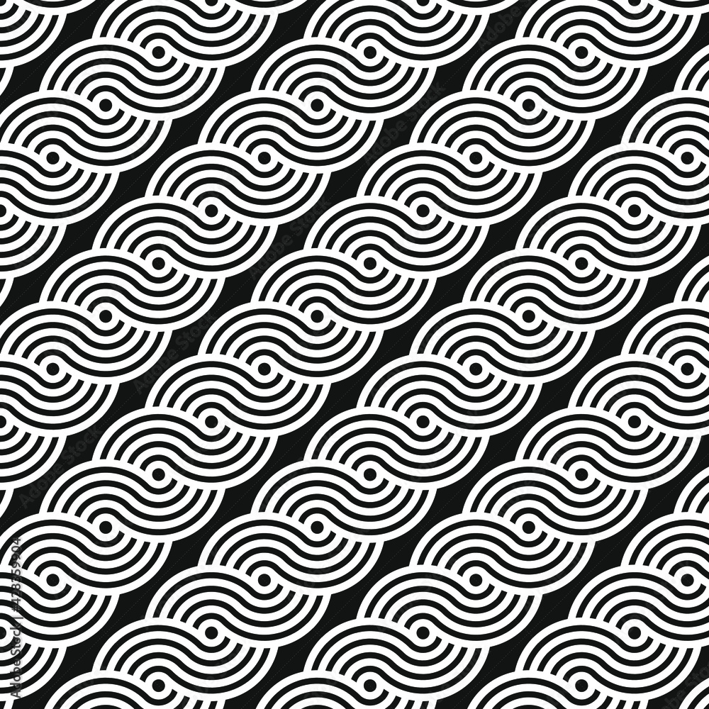 Fototapeta premium Abstract seamless geometric interlaced line circle pattern background