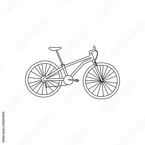 Vector hand drawn illustration of bicycle. Isolated on white background.