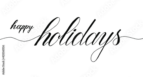 happy holidays lettering hand draw vector