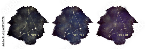 Capricorn zodiac constellation, high resolution and size, illustration, isolated on the white background