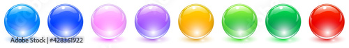 Set of colored spheres, shi...