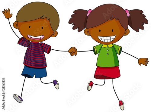 Doodle of kids cartoon character isolated