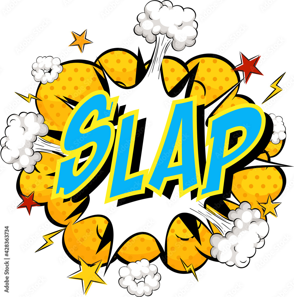 Word Slap on comic cloud explosion background Stock Vector | Adobe Stock