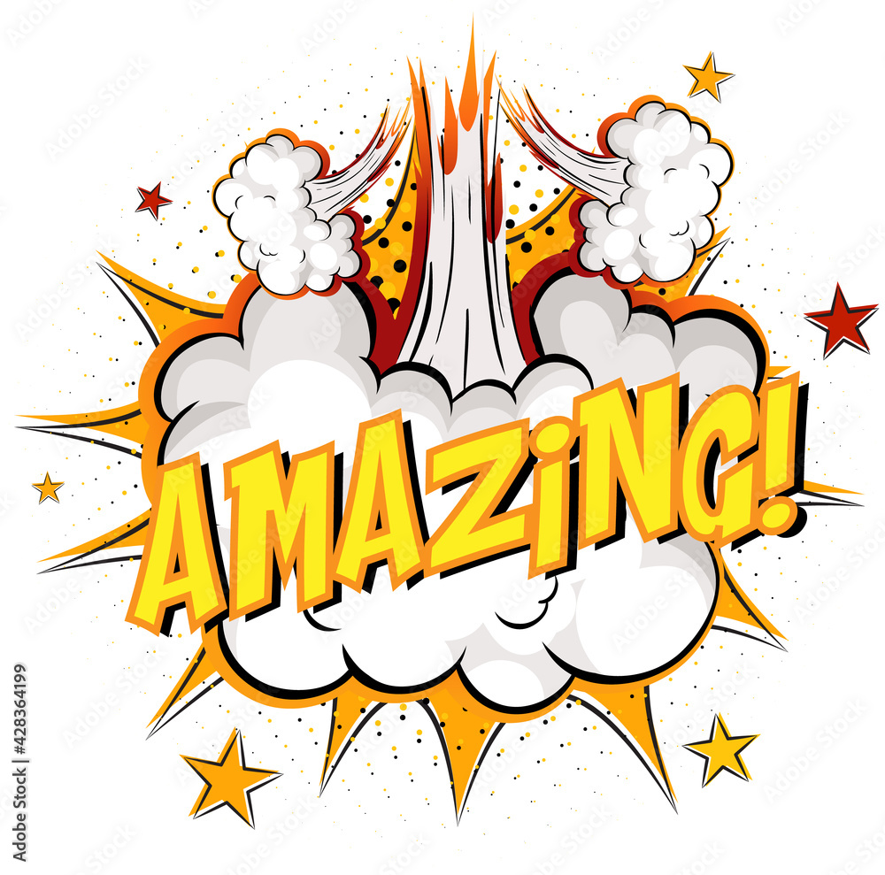 Word Amazing  on comic cloud explosion background