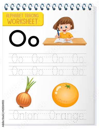 Alphabet tracing worksheet with letter O and o