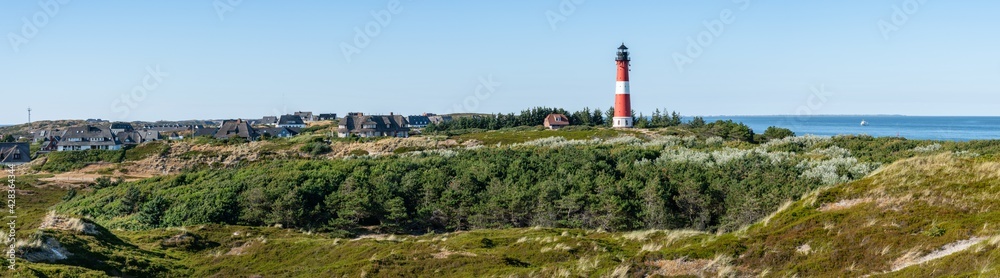 Panoramic view of the town Hörnum with Lighthouse Hörnum, Sylt, Schleswig-Holstein, Germany