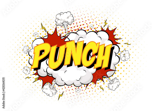 Word Punch on comic cloud explosion background