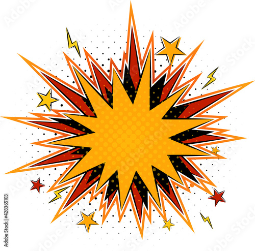 Blank boom comic speech bubble on white background
