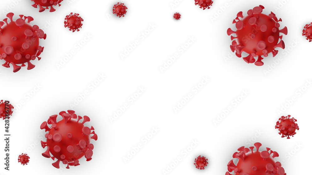 3D Render Red virus Frame background Leave a place to put text, DNA background and RNA Viruses, Corona Virus, Covid 19-NCP. Coronavirus nCoV isolated on white background. 3d illustration,Top View 3D Render Red virus Frame background Leave a place to put text, DNA background and RNA Viruses, Corona Virus, Covid 19-NCP. Coronavirus nCoV isolated on white background. 3d illustration,Top View