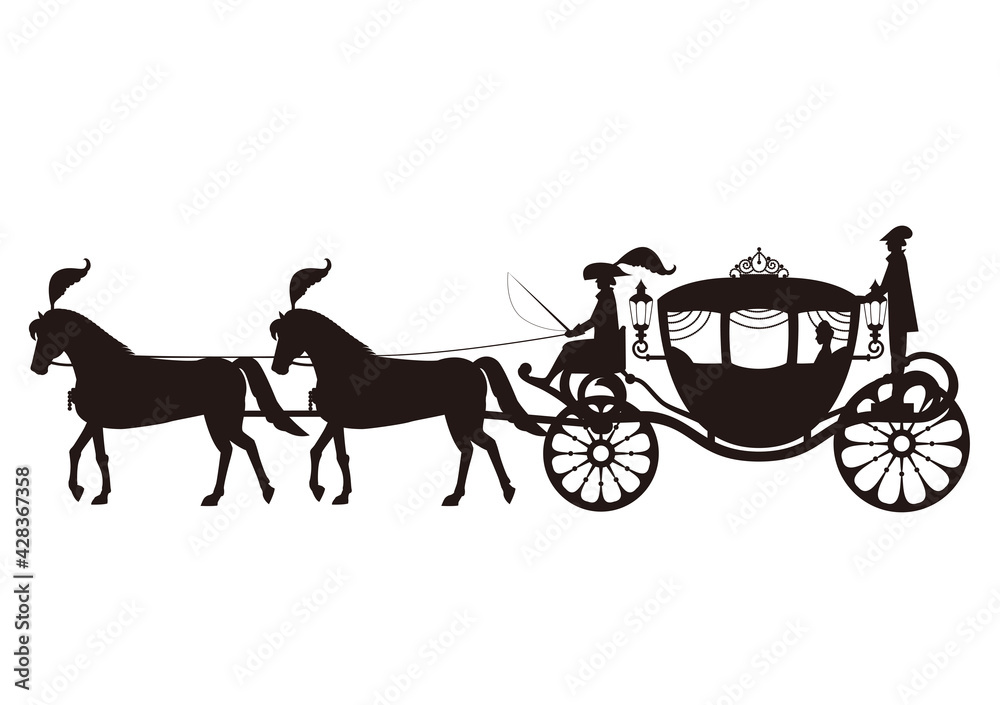 欧風の馬車のモノクロイラスト Stock Vector Adobe Stock