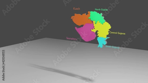 Map of Gujarat 3D render different part of gujarat